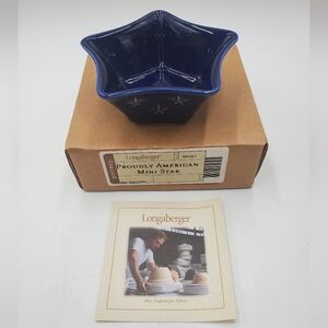 Longaberger Star Dish 2002 Pottery Proudly American Blue Mini 5" 30507